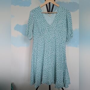 In Loom teal dress with white free form polkadots - Size L